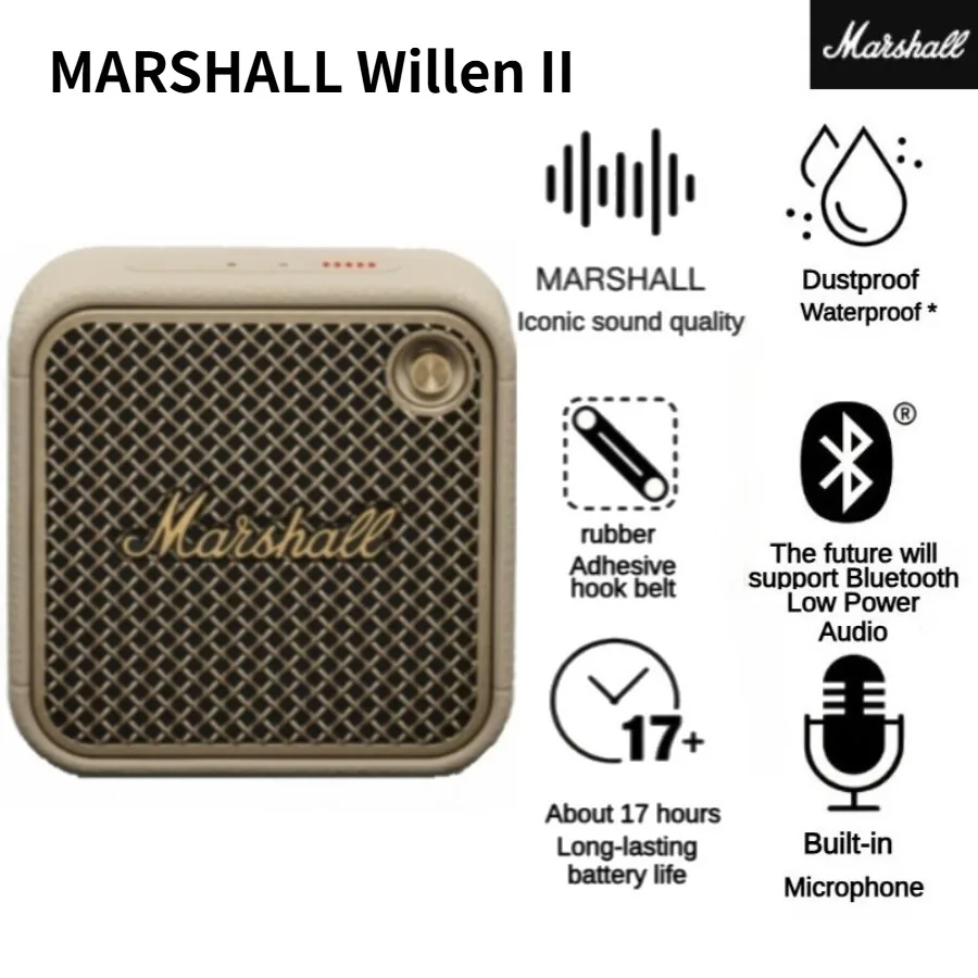Marshall Willen II Portable Wireless Bluetooth Speaker IP67 Waterproof Dustproof Shockproof Mini Speaker Ultra Long Playtime Dee