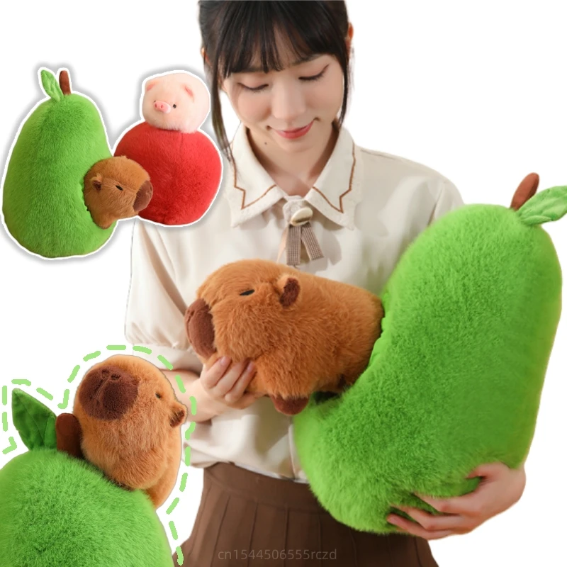 Fun Fruit Animal Capybara Plush Doll Apple Pig Avocado Capybara Combination Plush Toy Home Decor For Boys Girls Birthday Gift