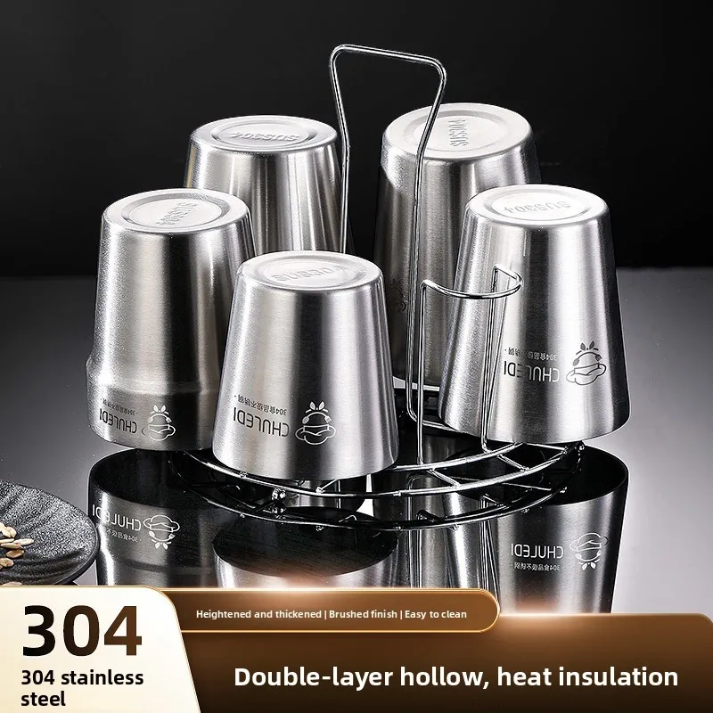 thickened-double-layer-304-stainless-steel-beer-cup-heat-insulation-coffee-cup-anti-scalding-dining-simple-style-water-cup