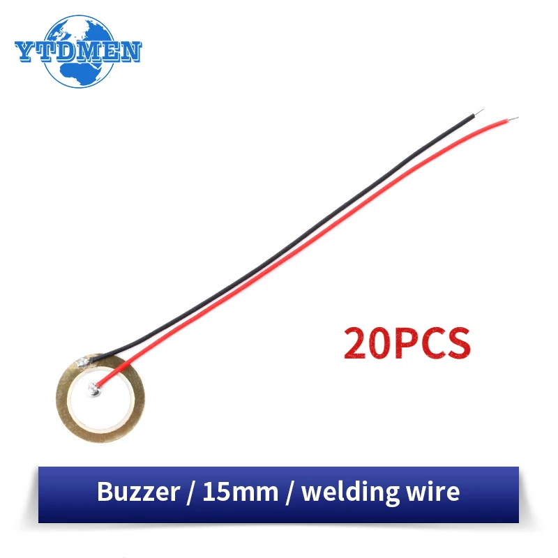 10/20PCS 15MM Piezo Ceramic Wafer Plate Buzzer Piezoelectric Element Sounder Sensor, with Wire Copper