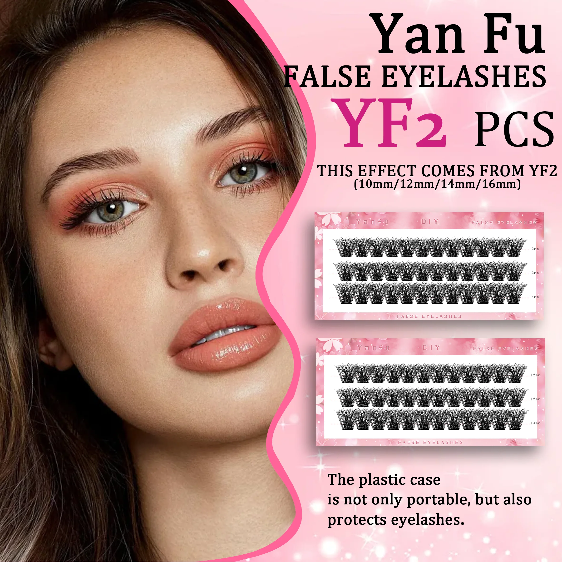 

YF2 Series Large Capacity Natural Thick Segmented Single Cluster False Eyelashes Set With Glue Tweezers Easy To Apply Reusable