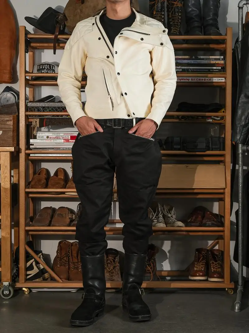 

Классический мотоциклетный веревочный узор из чистого хлопка, ткань в стиле ретро, длинные брюки Ame i, широкие брюки для гонщика