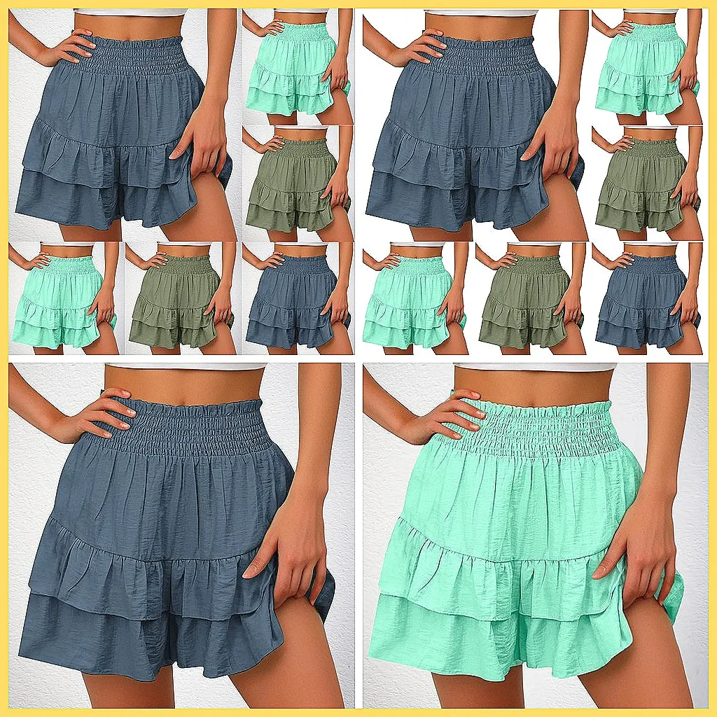 

Women's Fashion Solid Color High-Waisted Wide Leg Shorts - Casual Sexy Culottes & Denim Shorts (68 Characters)