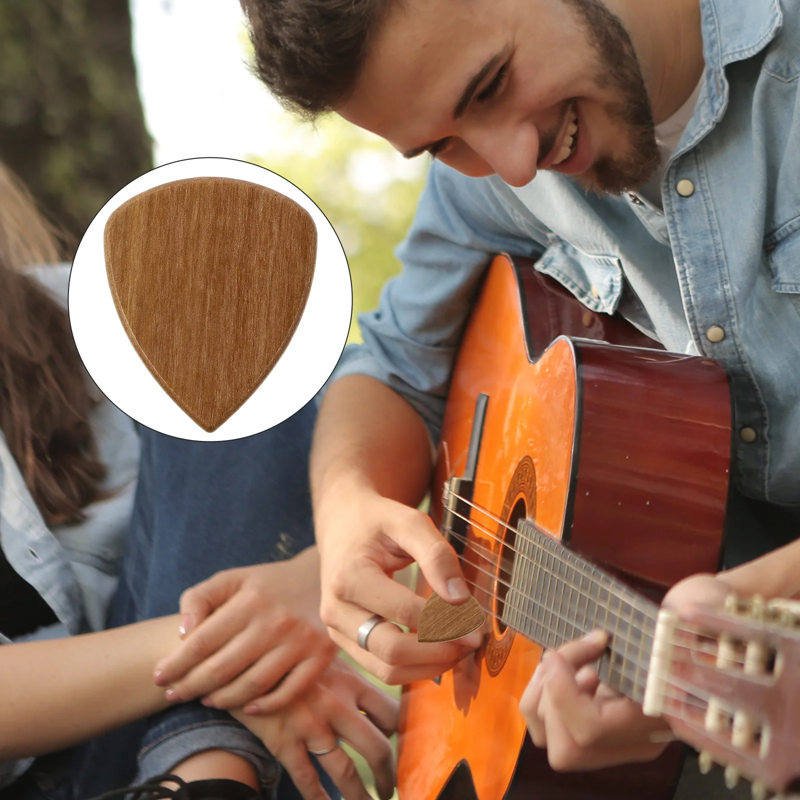 

1pc Olive Wood Guitar Pick Durable Wooden Plectrum For Classical Folk Stringed Instrument Portable Compact Practice Bass