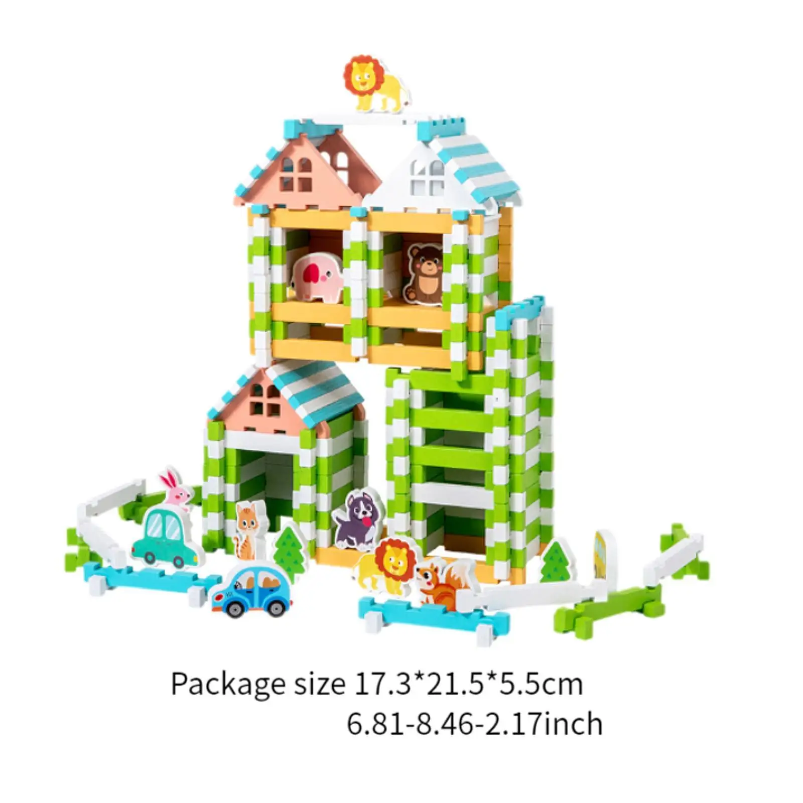 Conjunto de blocos de construção de madeira, aprendizagem pré-escolar, blocos de encaixe e espiga, habilidade prática, brinquedo de construção para crianças, presente de aniversário