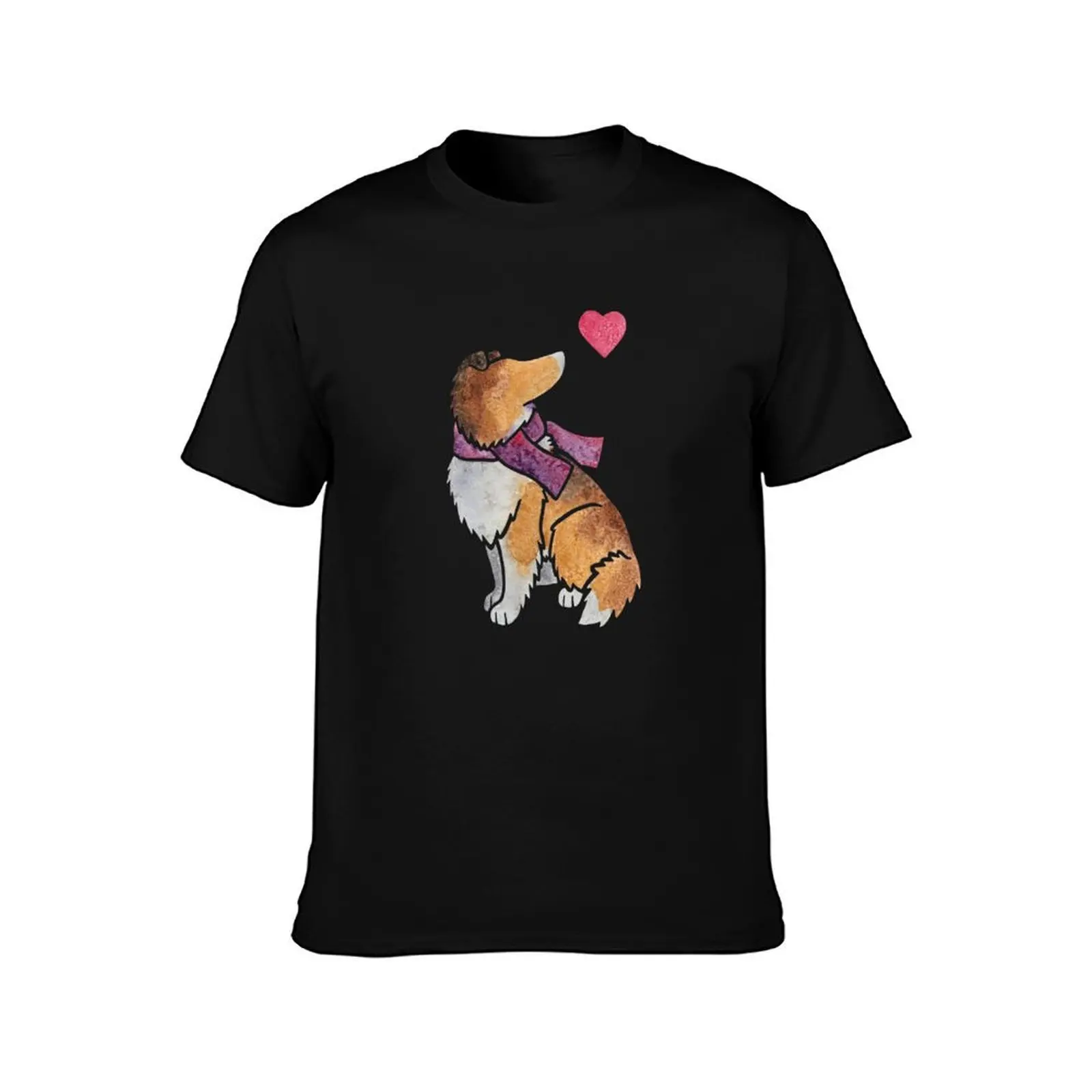 Watercolour Rough Collie T-Shirt Dry Fit Running Short Sleeve Top