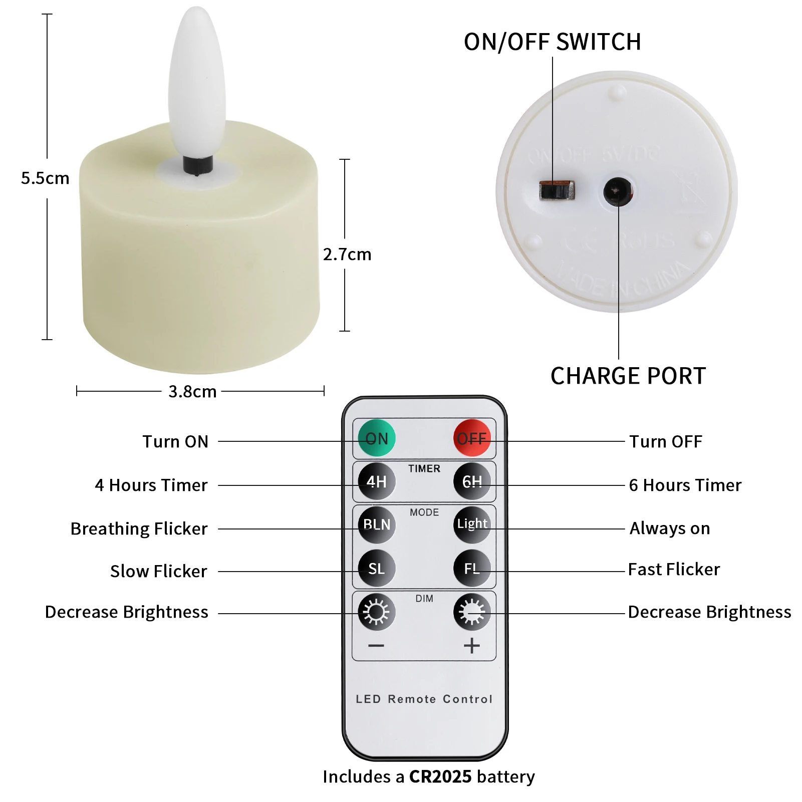 Pack of 6/12pc Rechargeable LED Candles Tea Lights with Remote Timer Flickering Flames Candle for Home Christmas Wedding Decor