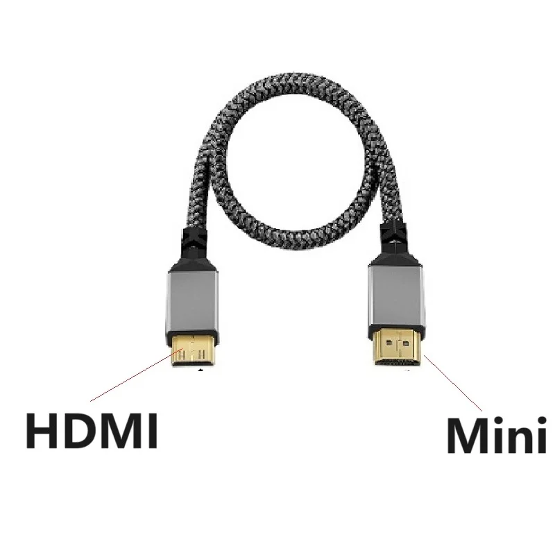 0.3m 4K@60Hz MINI HDMI To HDMI Cable HDTV HDMI2.0 Mini HDMI to HDMI-compatible Extension Cable For Camera Monitor HDTV cable ﻿