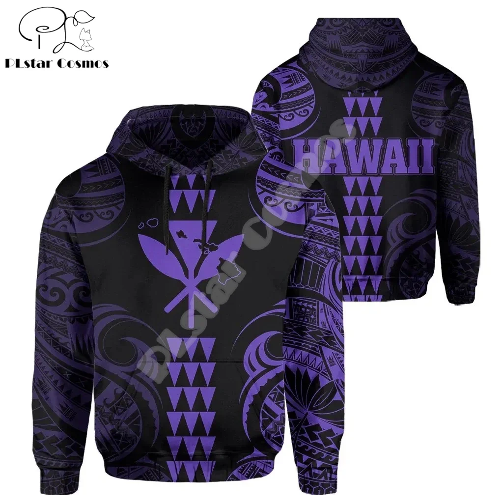 Polynesian Hawaii Kanaka King Country Flag Tribe Hawaiian Vintage Tattoo Retro 3DPrint Pullover Harajuku Casual Hoodies Jacket 3