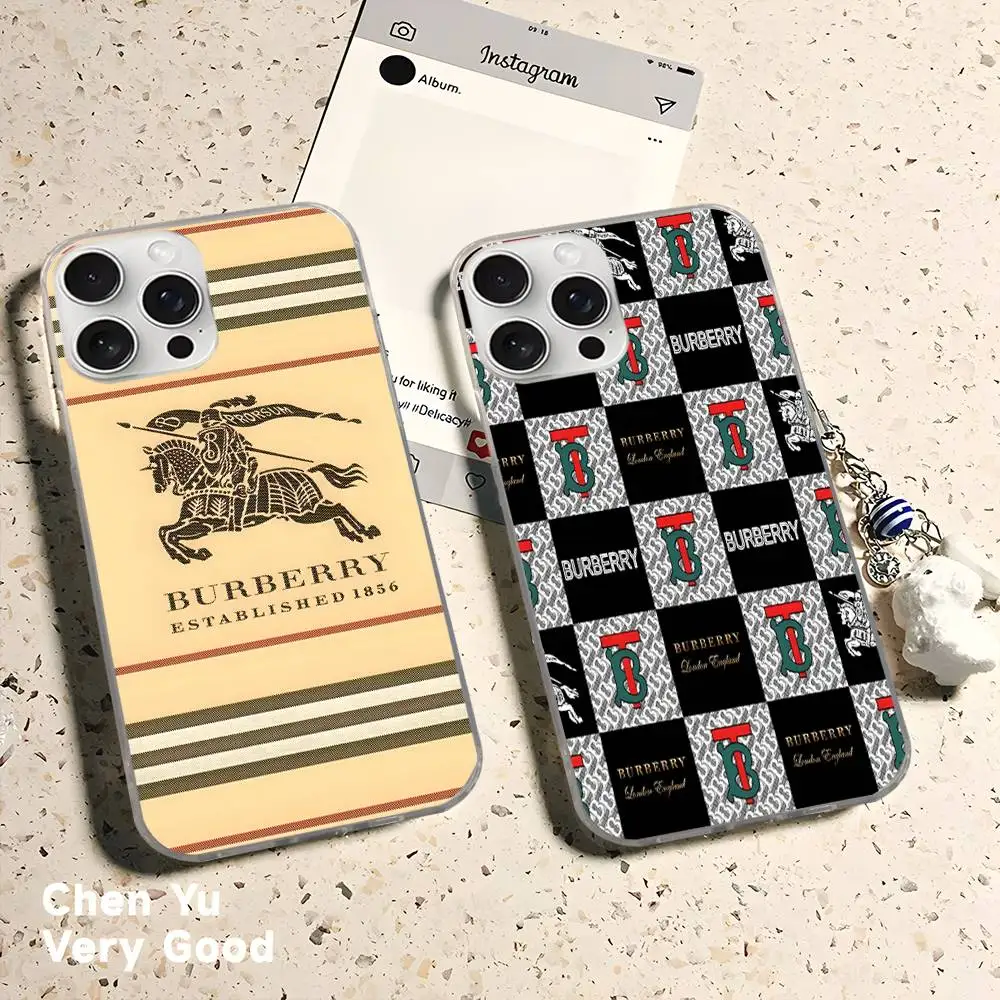 Fun Luxury B-Burberry Water Ripple Phone Case For IPhone 17 16 11 12 13 14 15 Pro Max Plus Back Cover