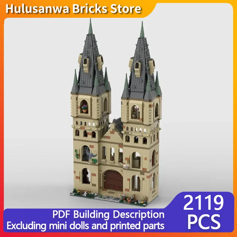 Magical Movie Medieval Castle Model MOC Building Bricks Bell Tower Modular Technology Gifts Holiday Assemble Children Toys Suit