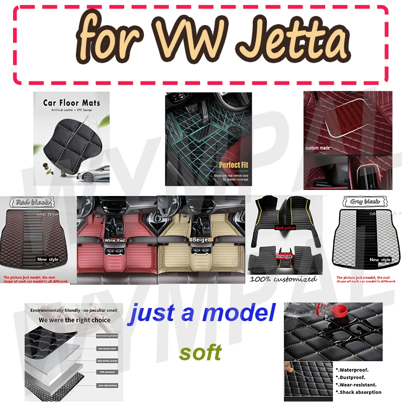 

LUXURY Car Floor Mats For VW VW Jetta Bora A4 1999~2004 Rug Carpet Auto Interior Parts Pad Luxury Leather Mat