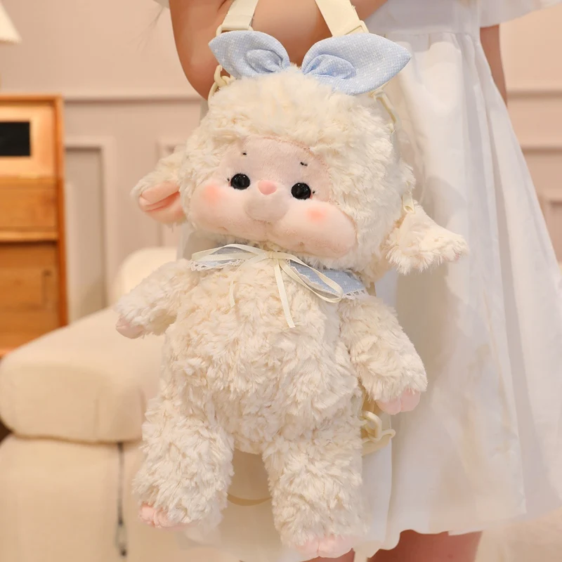 กระเป๋าเป้โลลิต้ารูปกระต่ายแก้มโตน่ารักน่ารัก ตุ๊กตาขนนุ่มน่ากอด ของเล่นเด็กผู้หญิง ของขวัญสำหรับเด็ก ตกแต่งกระเป๋า