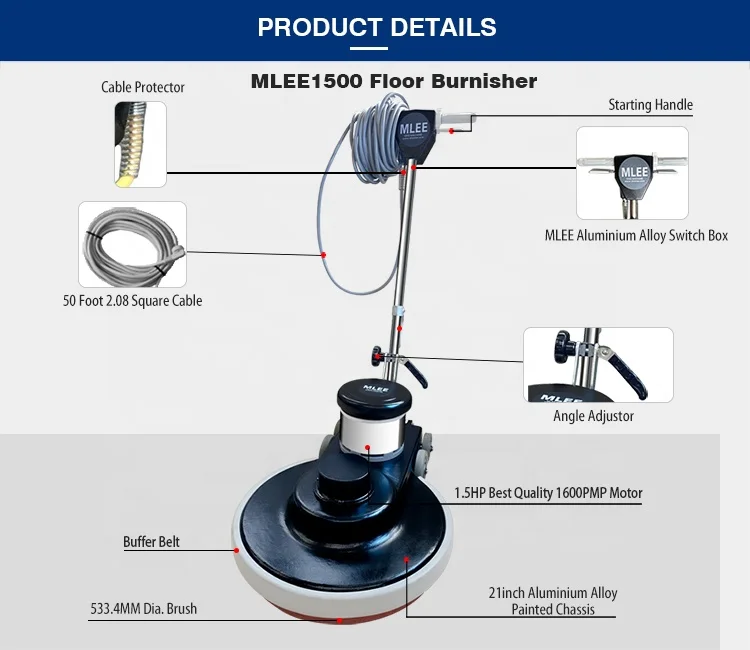 

MLEE-1600DF High Speed Floor Polisher, 1600RPM Marble Tile Granite Cement Polishing Machine