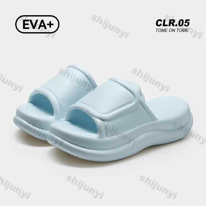 

Женские шлепанцы на толстой платформе, летние шлепанцы на мягкой подошве из ЭВА, уличные пляжные шлепанцы, женские нескользящие домашние тапочки для ванной комнаты