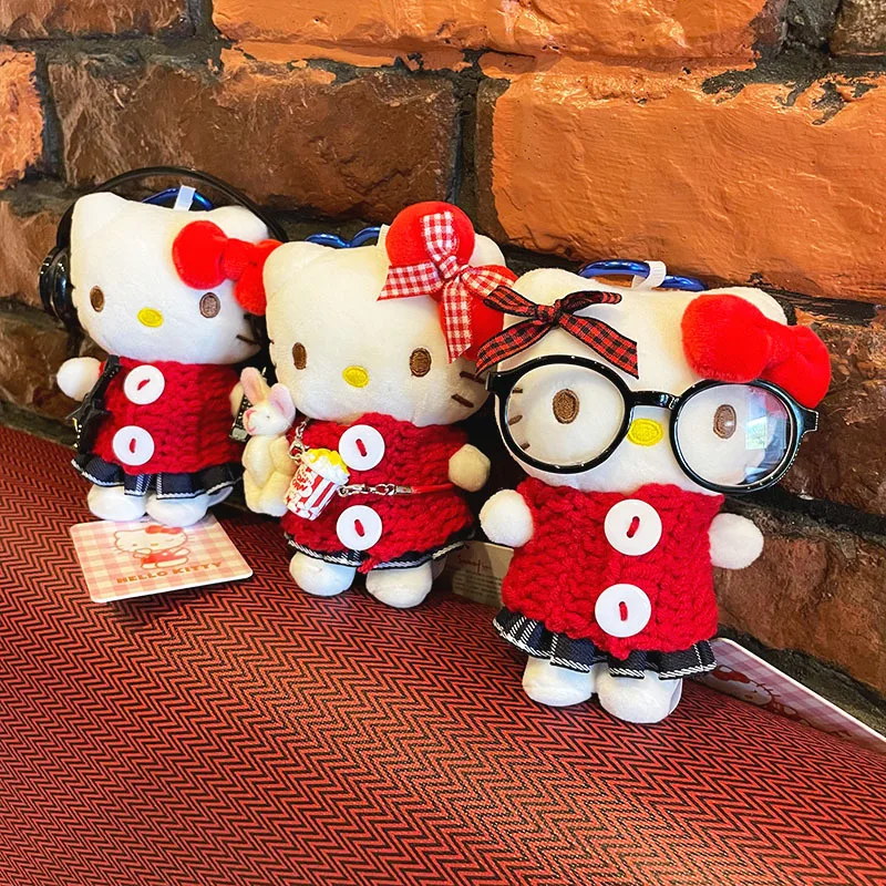 

Kawaii Hellokitty Mini Pendant Plush Doll Keychain Hanging Ornament Genuine Kitty Cute Doll Clothes Fashion Bag Accessory