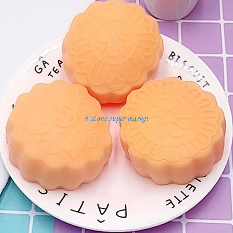 090B Simulatie Moon Cake Stressballen Knijpbare stressverlichter voor kinderen
