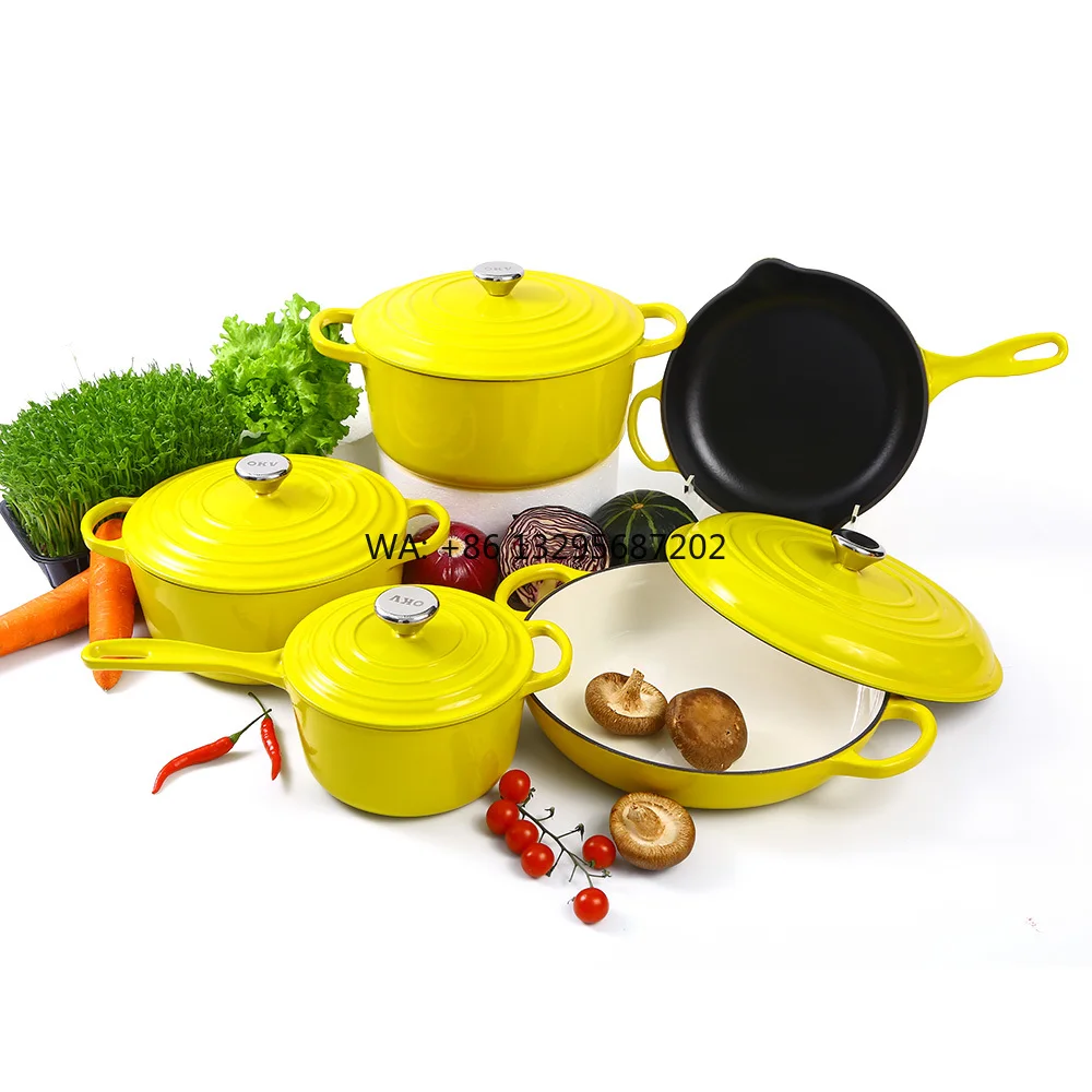 

Minimalist Design Enamel Coated Large Cast Iron Pot 30cm Kitchenware Set Non-Stick Seafood Pot
