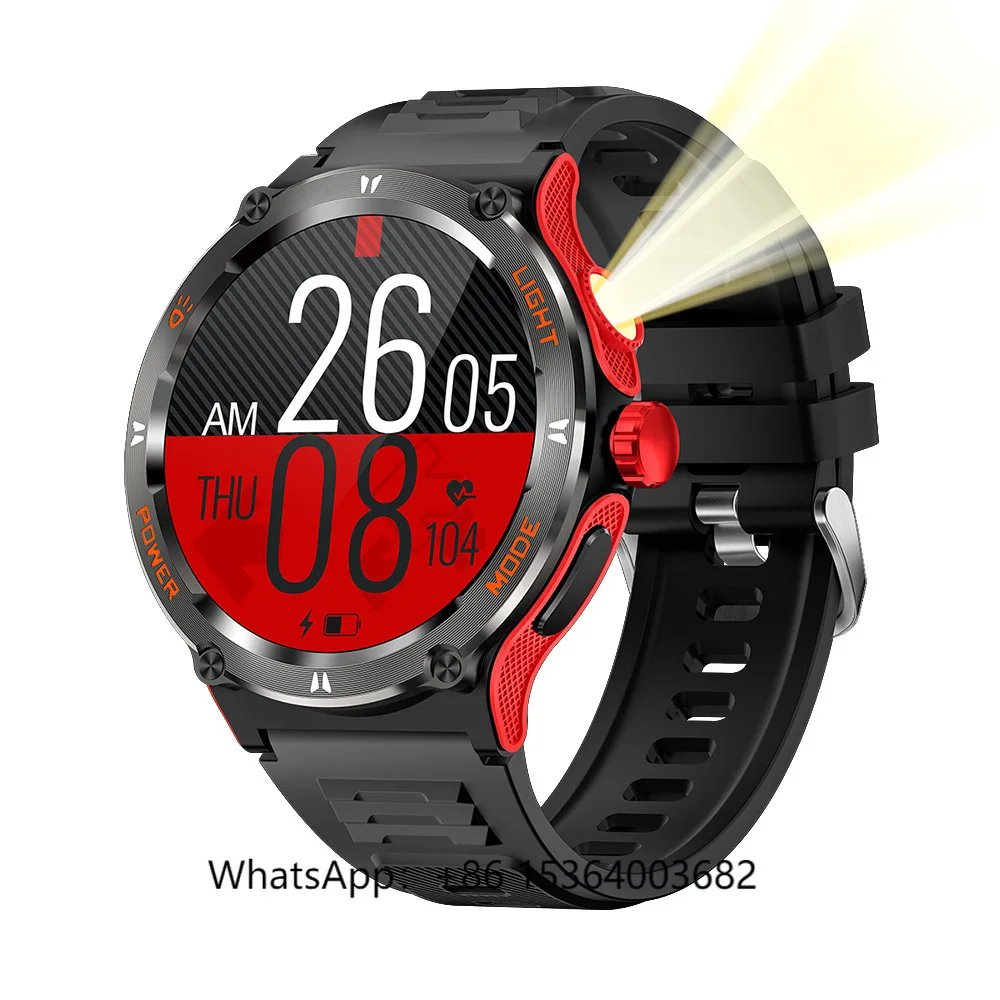 TJXL-TKYUAN 2025 شاشة تعمل باللمس الرياضة ساعة ذكية Relogio Reloj Inteligente Hombre Montre Connectee مصباح يدوي خارجي Smartwatch