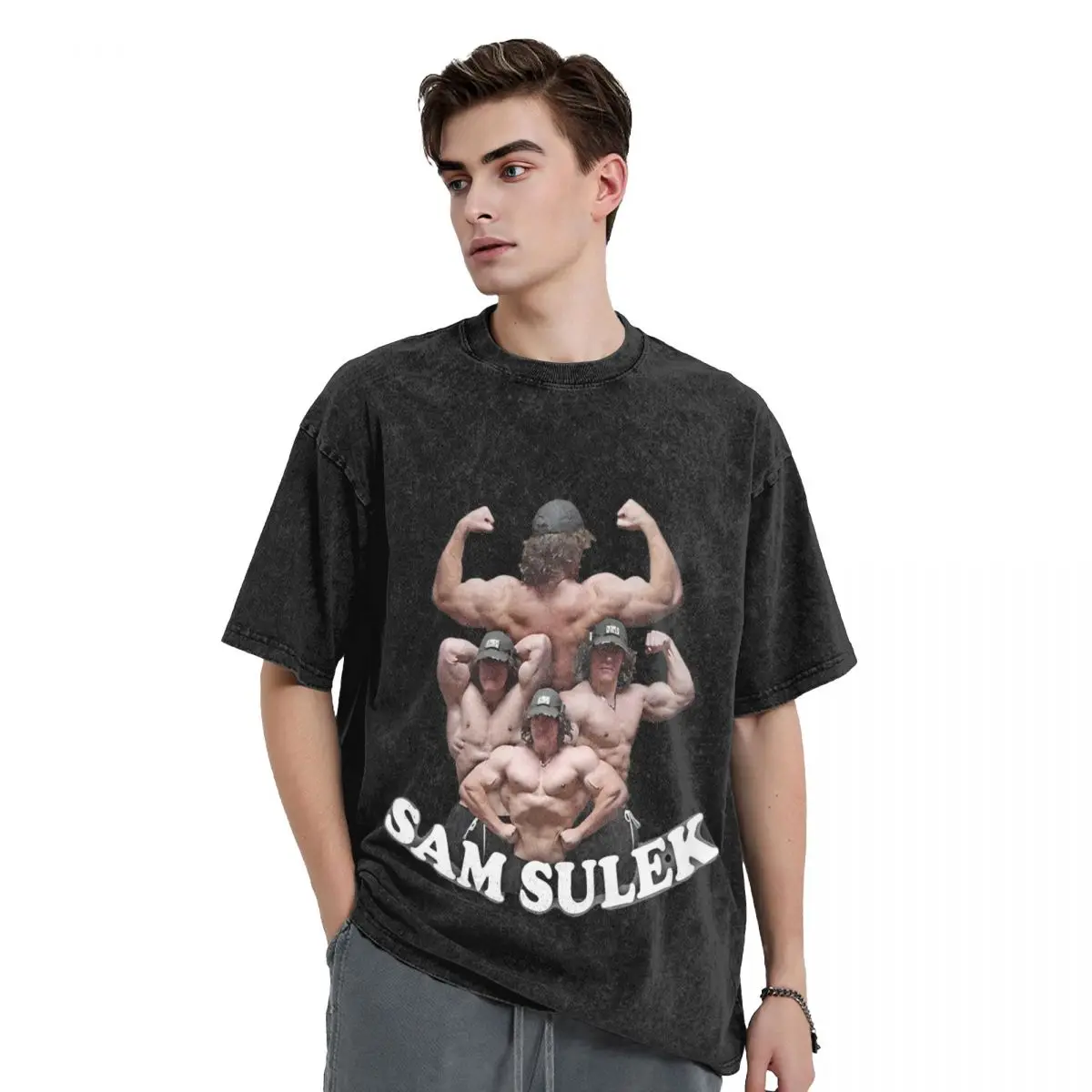 Sam Sulek Motivational Washed T Shirts Streetwear T-Shirt Tee Shirt for Men Women Short Sleeve Harajuku Graphic Printed