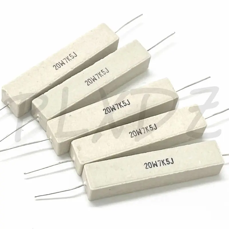 10pcs 20W 5% Cement Resistor Power Resistance 0.1R-10K 0.47 1 1.5 2.2 2.5 3 4.7 5.1 6 10 22 24 33 47 100R 1.8K 2.2K 4.7K 10K ohm