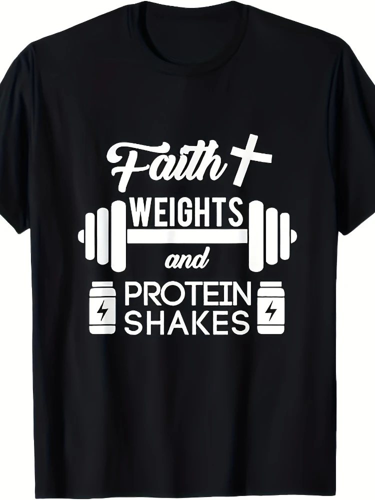 

Faith Weight Christian Gym Weight Lifting pattern design-100% cotton summer O-neck short sleeve casual printed men's T-shirt.