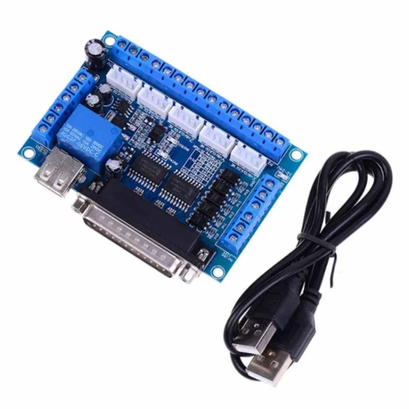 MACH3 Interface Board CNC 5 Axis With Optocoupler Adapter Stepper Motor Driver + USB Cable