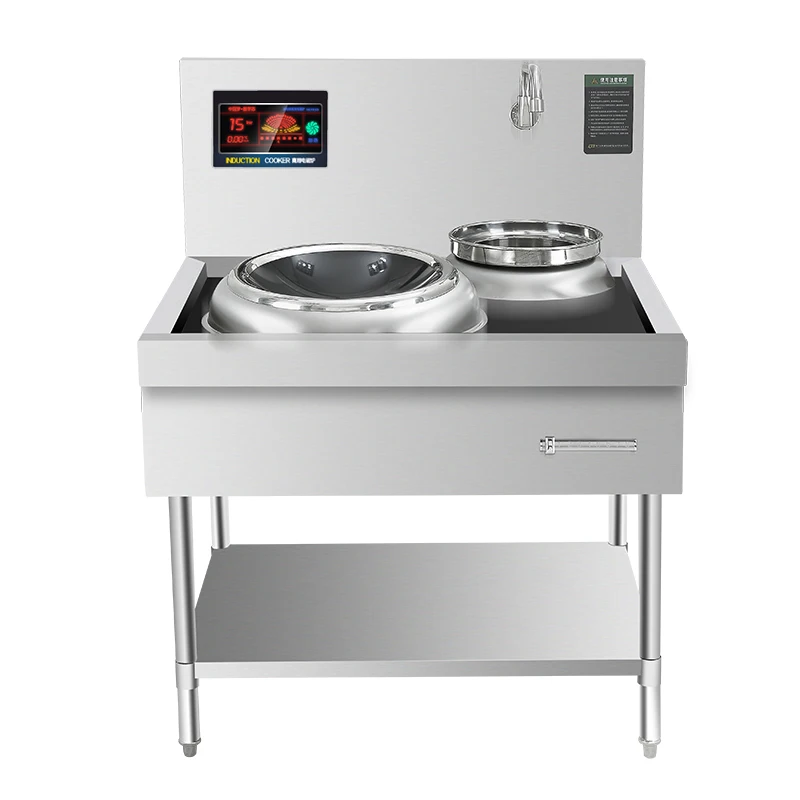

In-Smart Commercial Pan Chinese Induction Wok Station Cooker High Power 15/18/20kw Single Wide 2 burner Large 380V Rack-style
