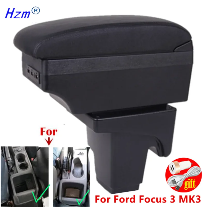 Para ford focus 3 caixa de apoio de braço para ford focus mk3 iii caixa de armazenamento central dedicado retrofit acessórios do carro