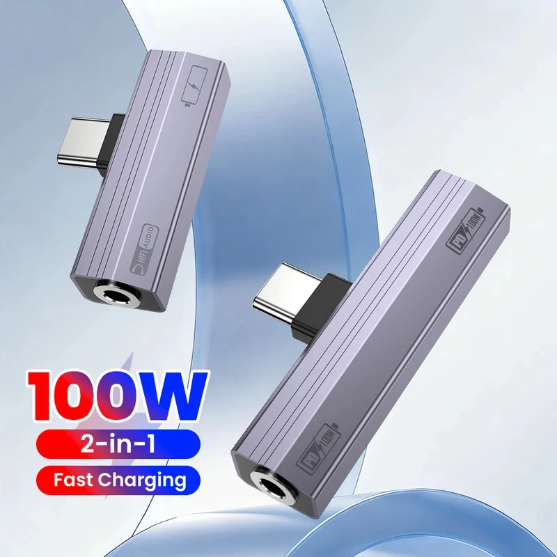 2-in-1 USB-C to 3.5mm Headphone Jack Adapter with Charging–Supports100W Fast Charging&Hi-Fi Audio for iPhone 15/16/17, Samsung