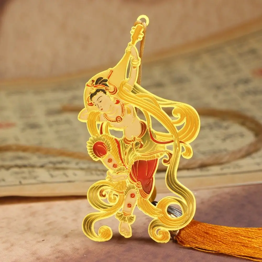 

Tassel Chinese Style Bookmark Dunhuang Floral Metal Hollow Bookmarks Ethnic Style Reading Stationery Book Clip School Supplies