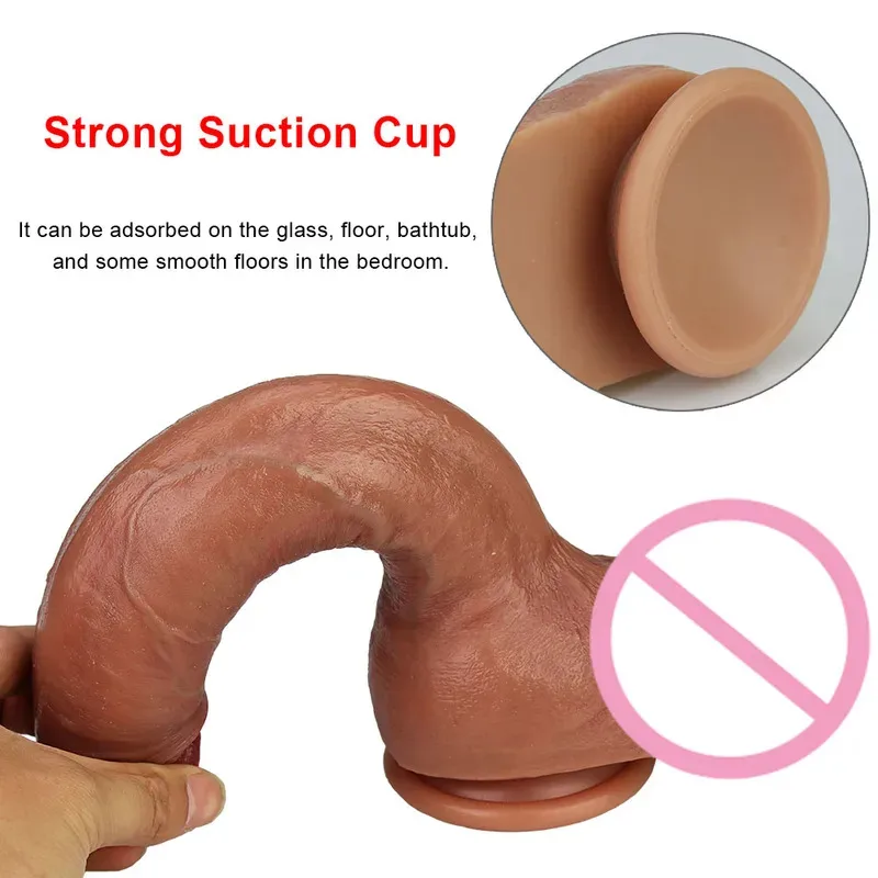 for Women Big Skin Feeling Realistic Penis Soft Sexy Huge  Female Masturbator Double-layer Silicone Suction Cup s