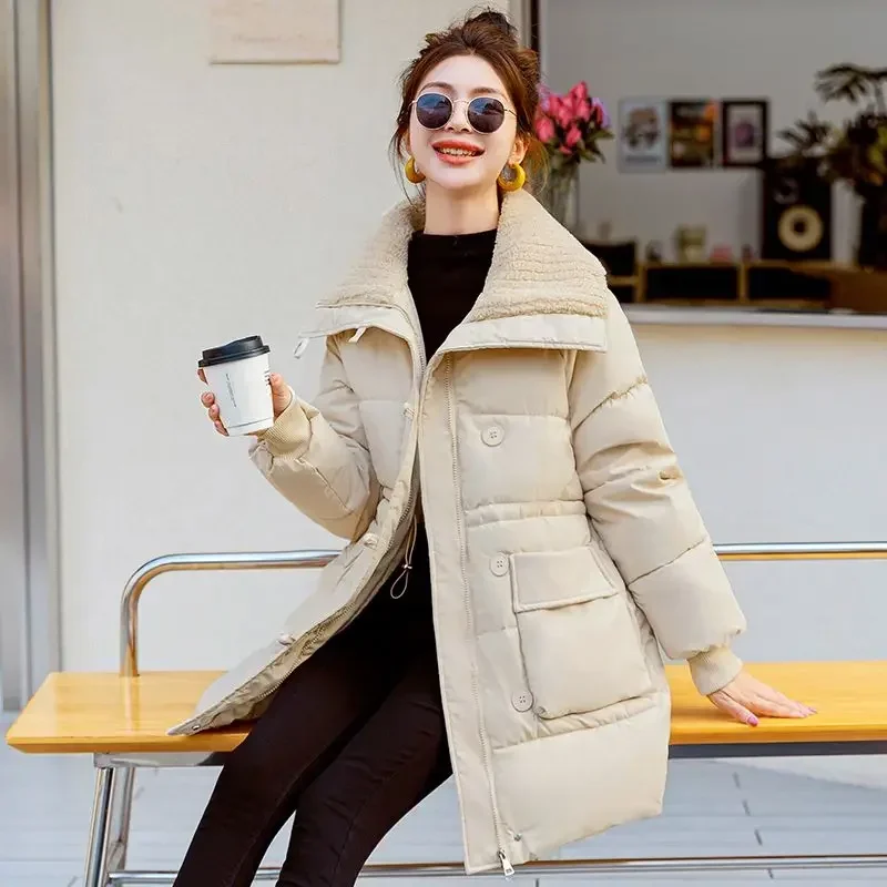 Quilted Jacket Medium Length Padded Blouson Women's Cotton Coat Lined Fashion 2024 High Quality Lady Parka Luxury Great Elegant