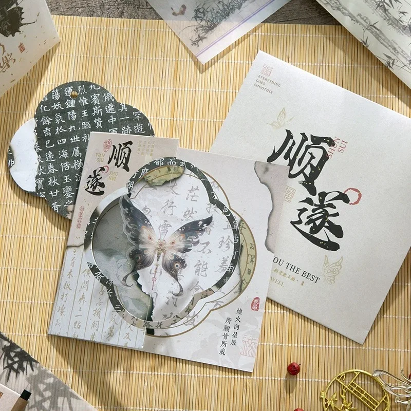 Customized. Rotating Invitation Card Window Folding Customized Picture Niche Retro Window Flower Hollow Blessing Greet