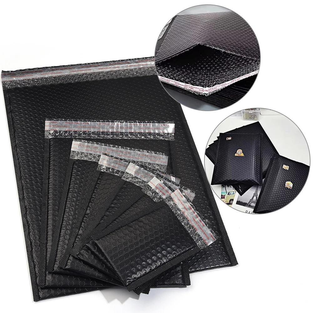 2-20PCS Black Bubble Envelopes Bag Waterproof Foam Bubble Mailer Express Shipping Envelope Bag Self Seal Packaging Organizer Bag