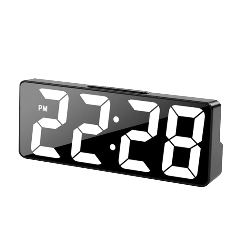 

Clock With Temperature Display Alarm Clock LED Mirror Display White Multifunctional Alarm Clock Real-time Function