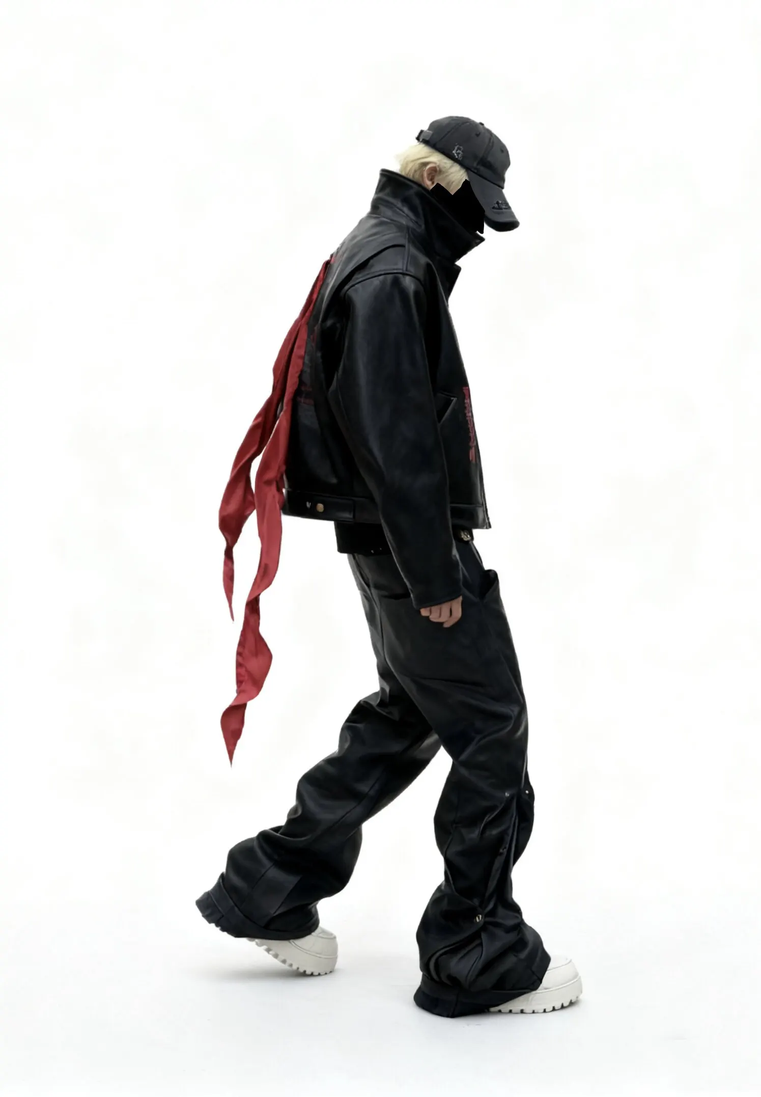 Mauroicardi Spring Autumn Short Black Printed Embroidered Pu Leather Jacket Men with Detachable Red Ribbon Zipper Cool Clothes 12 Sa6c254c2dd7f411c99b30db63e97694aw