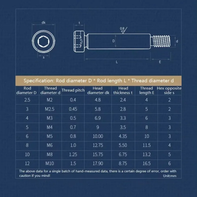 Bearing Shoulder Screw M3 M4 M5 M6 M8 M10 304 Stainless Steel Hex Hexagon Socket Knurled Cap Head Shoulder Screw