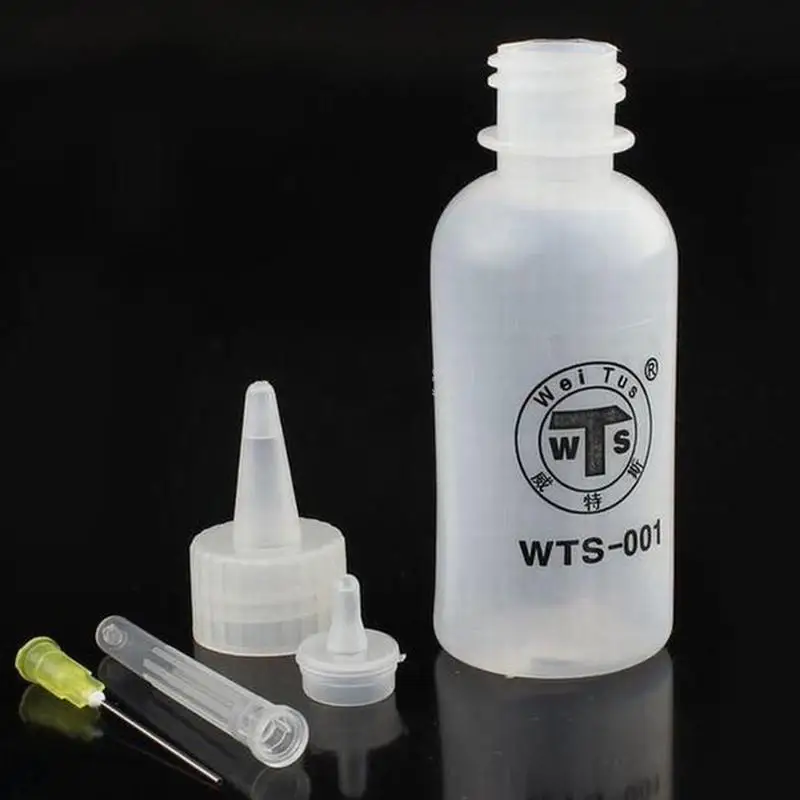 WTS-001 50ml Needle Tip Plastic Rosin Bottle Cleaning Liquid Flux AlcoholOil Dispenser Plastic Hand Bottle Cleaner DIY Repair