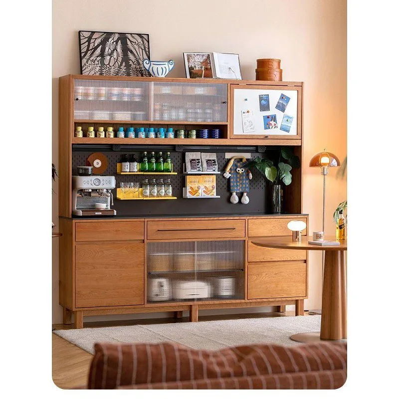 

Встроенный шкафчик у стены, для гостиной, шкафчик из массива вишневого дерева, домашний винный шкаф из массива дерева