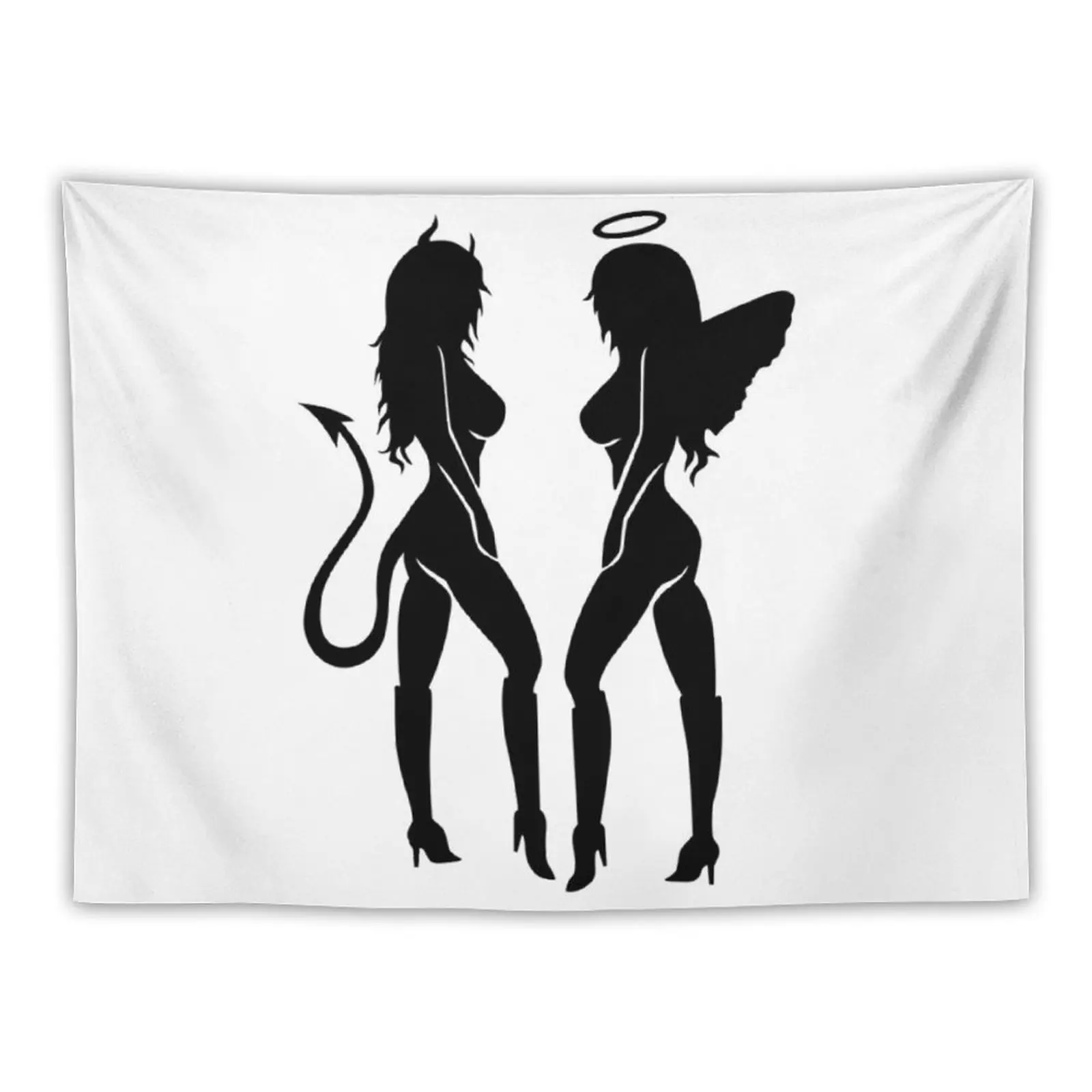 

Angel And Devil Women Black And White Illustration Tapestry Wall Hanging Decorations For Room Home Decorators