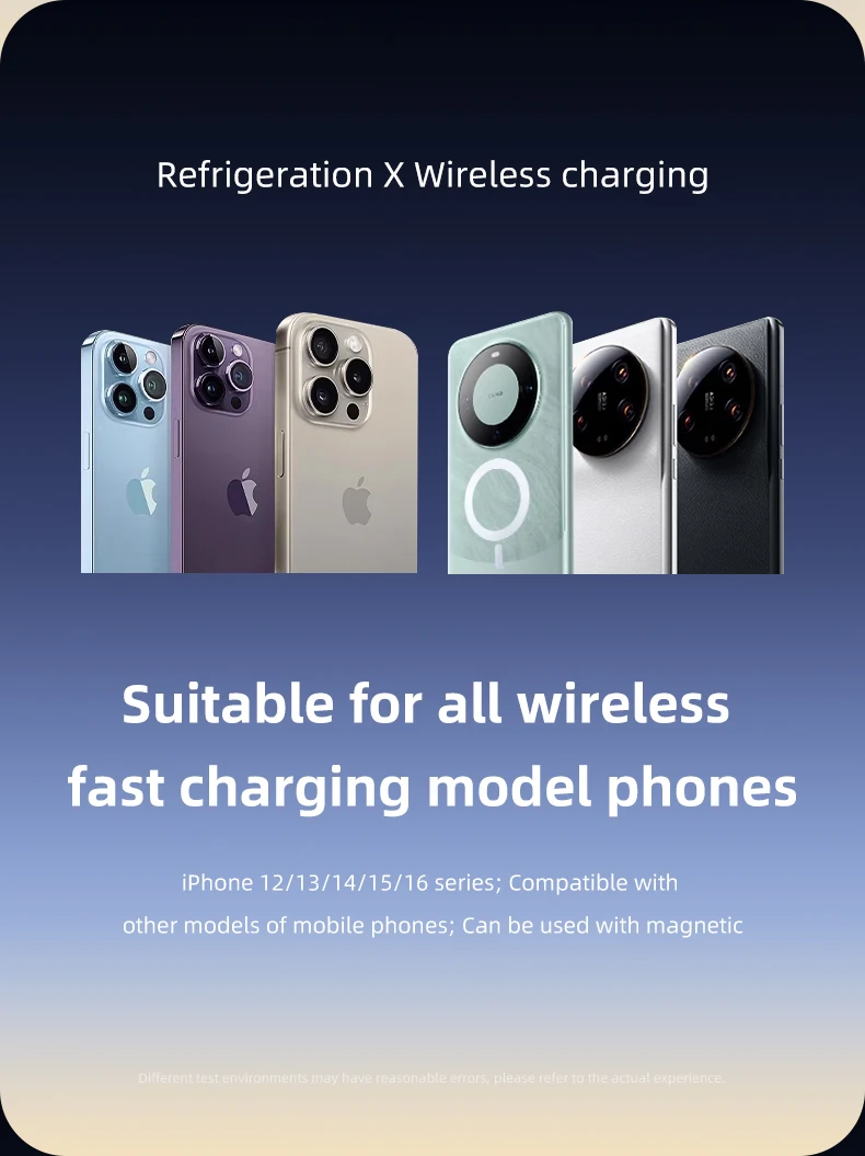 QI2 Ice Cooling Tempered Glass RGB Magnetic Wireless Car Charger Fast Charging Radiator For Magsafe iPhone 12-16 Phone Holder