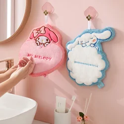 Sanrio-toalla de mano Kawaii Cinnamoroll MyMelody Anime, toallitas de seguridad para niños, gruesas y absorbentes de agua, personalizadas