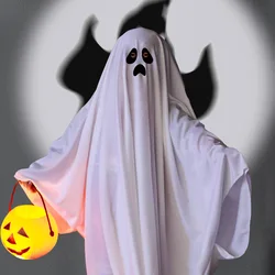 2024 Nowy Halloween Horror Ghost Cloak Dorosły Czarne Oko Białe Przerażające Duchy Cosplay Peleryna Poncho Śmieszne Kostiumy Sceniczne