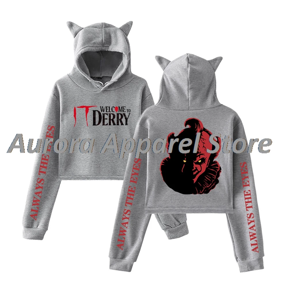 IT مرحبا بكم في Derry Always The Eyes Merch البلوز أنثى آذان القط هوديي كم طويل المحملة الملابس النسائية