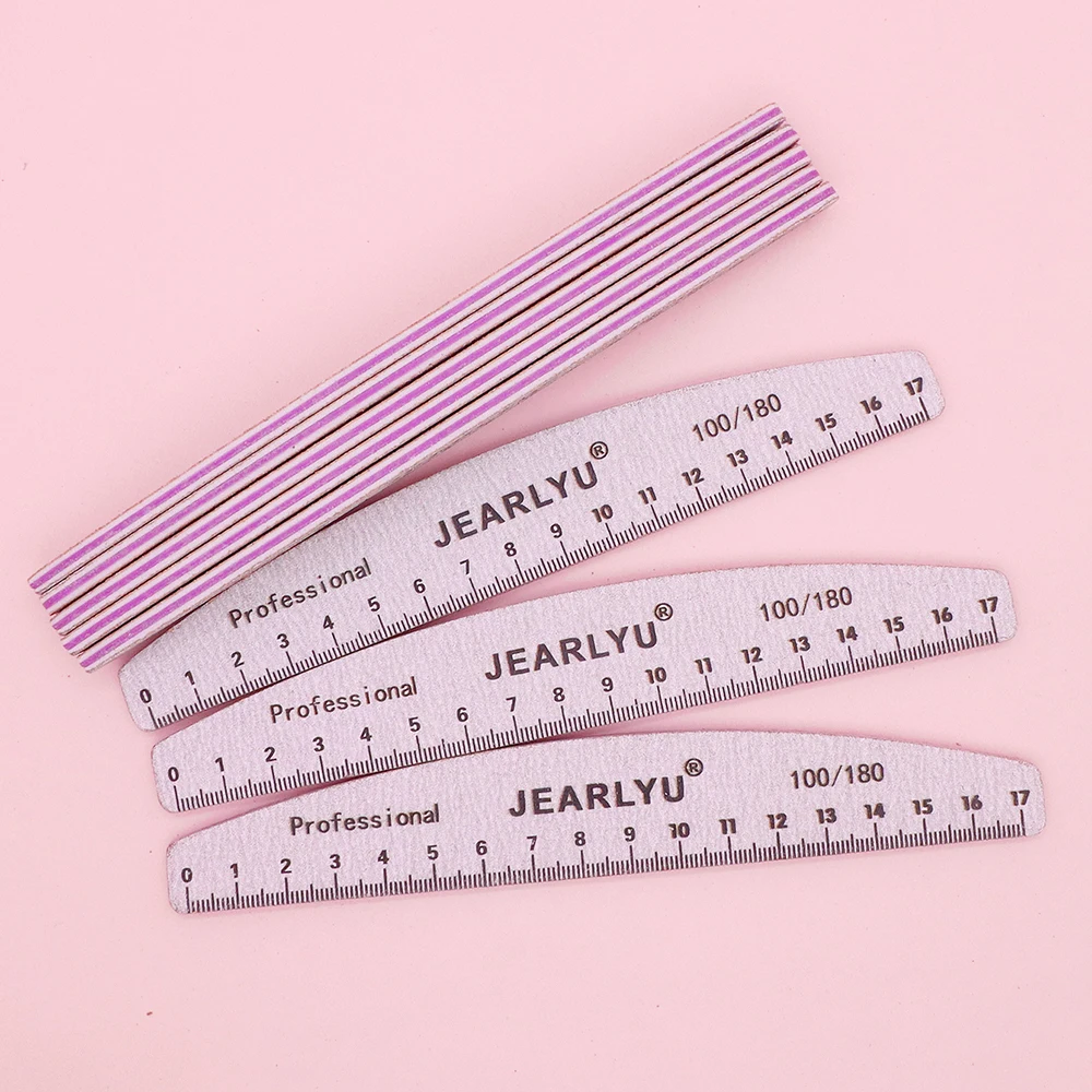 10/50Pcs 전문 네일 파일 도매 연마 쉐이핑 손톱 하프 문 그레이 샌드페이퍼 손톱 파일 페디큐어 매니큐어 도구