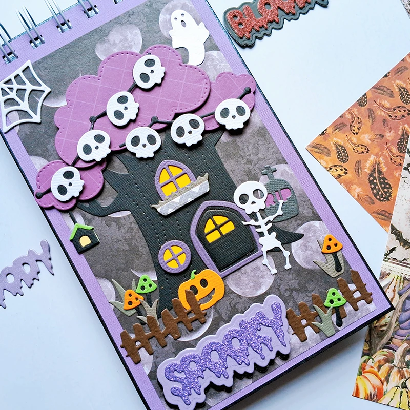 Panalisacraft śliczne Halloween domek na drzewie wykrojniki do metalu szablony album do scrapbookingu DIY dekoracyjne tłoczenie kartki papierowe DIY