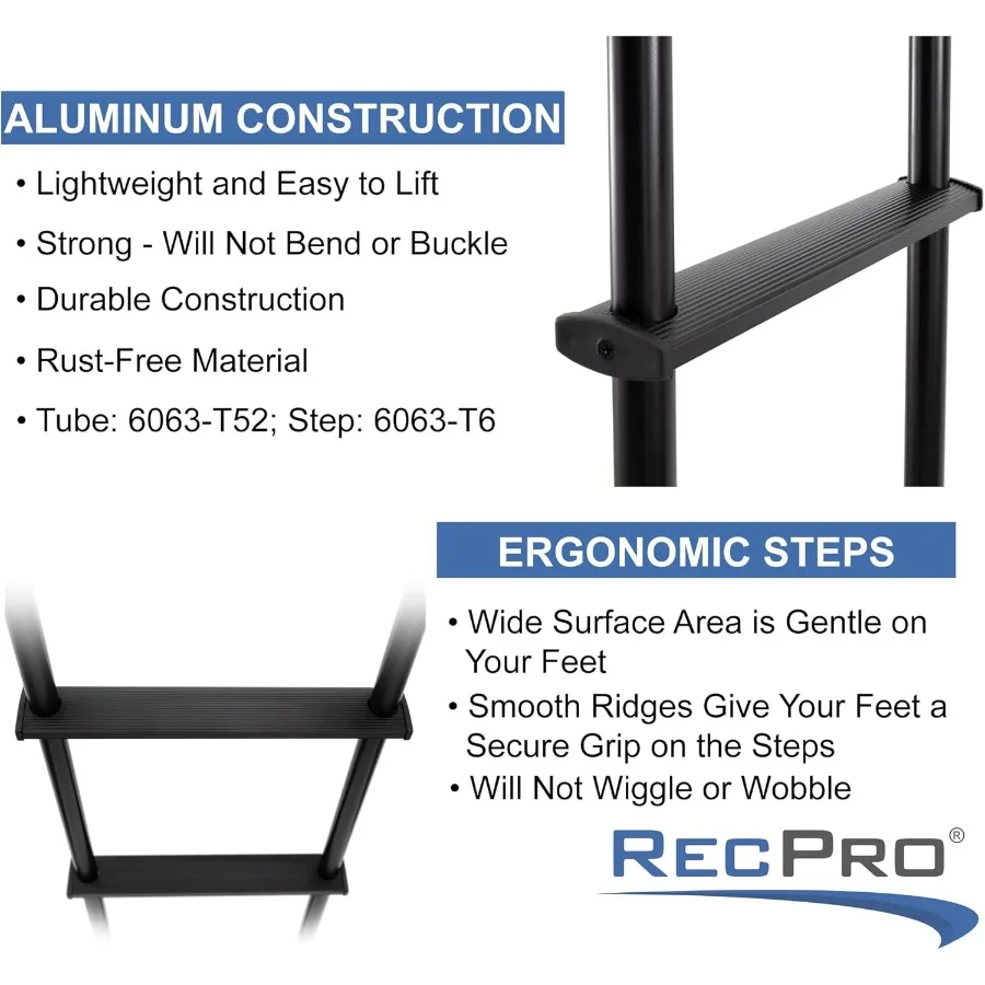 66Inch RV Bunk Ladder with Black or Silver Finish for Safe and Easy Access in Compact Living Spaces Includes Mounting Brackets