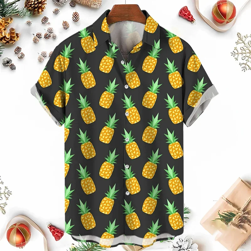 

Men's Shirts 3D Fruit Pineapple Printed Shirts For Women New Summer Funny Streetwear Short Shirts Y2k Mens Hawaiian Clothing