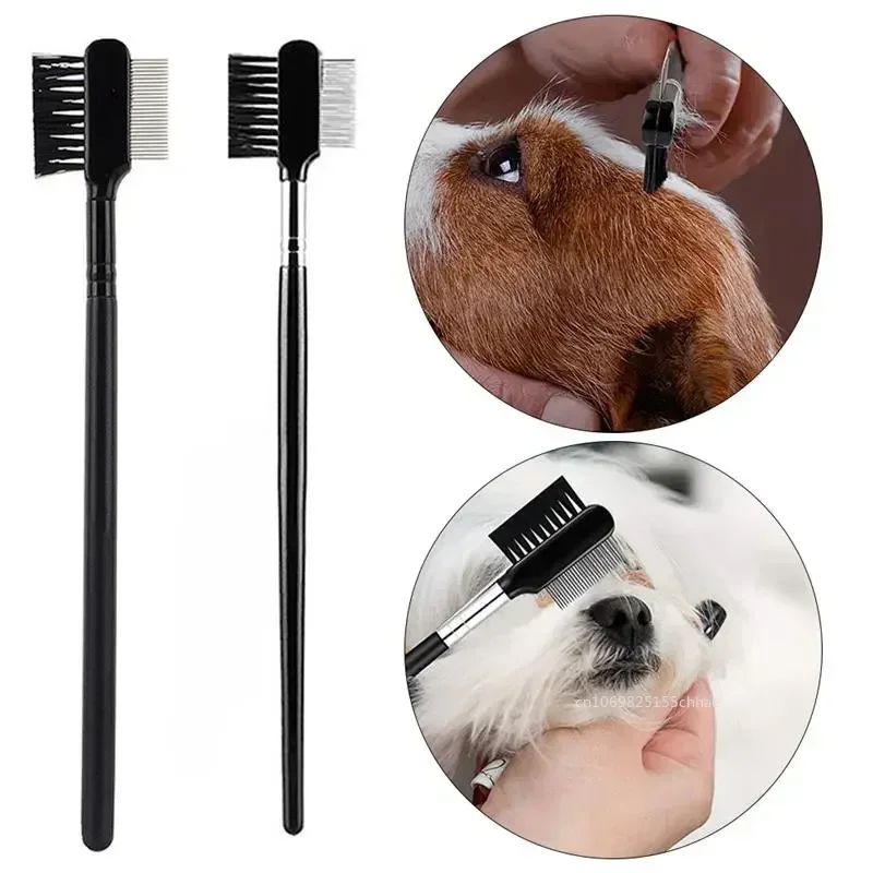 Small Pet Eye Comb Brush Dog Cat Tear Stain Remover Comb Double-Sided Eye Grooming Brush Cleaning Soft Brush Small Pet Tools